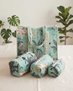 Sac fourre-tout en coton à imprimé léopard avec pochettes zippées, style bohème, ensemble de sacs de courses isothermes, utilisable toute l'année - Product Image 1