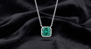 925 Sterling Silver <b>Emerald</b> Cut Green Lab Grown Diamond Pendant <b>Necklace</b> for Women - Product Image 3