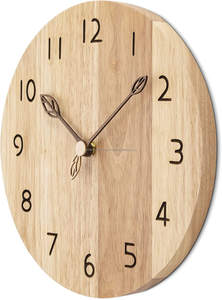 Horloge murale ronde vintage silencieuse en bois avec affichage à aiguille 3D fonction de lecture facile pour le salon solide sans cadre United Trade World - Product Image 6