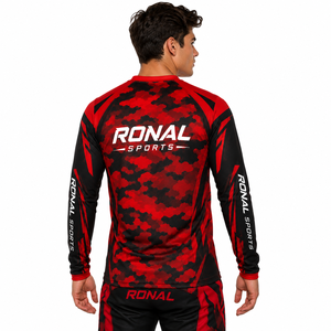 RONAL SPORTS Jersey Unisex de Manga Larga, Rojo y Negro, Camuflaje, Transpirable, Talla Grande, de Secado Rápido, para Motociclismo - Product Image 4