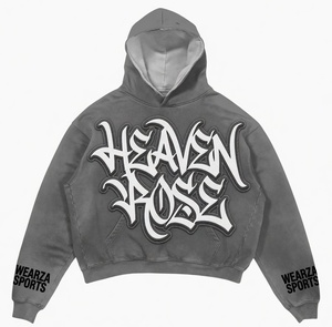 Sudadera con Capucha de Punto para Hombre Tallas Grandes, Oversize, con Estampado Gráfico Lavado Ácido, Logo Personalizado, Diseño de Esqueleto Graffiti, OEM, Venta al por Mayor, Streetwear - Product Image 6