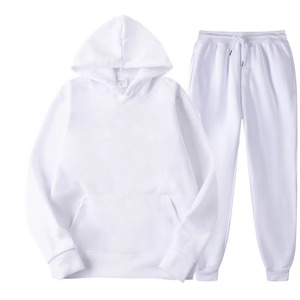 Ensemble de survêtement unisexe noir à manches longues avec capuche, vêtements décontractés, couleur unie, sweat-shirt et pantalon en coton, taille adulte, automne - Product Image 5