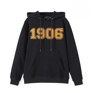 Sweat à capuche noir Alpha Black Chenille avec logo, coupe classique de haute qualité, 100% coton molletonné, vêtement décontracté - Product Image 2