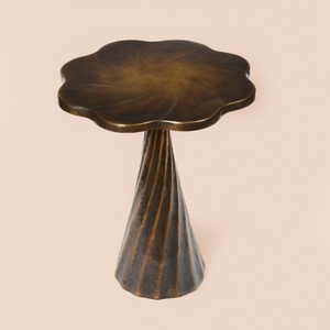 Mesa Consola Moderna de Metal Bronce con Tapa de Doble Hoja y Base de Pedestal, Mueble Contemporáneo para Sala de Estar, Diseño Artesanal - Product Image 2