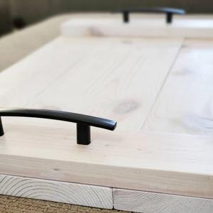 Plateau de style farmhouse, plateau en bois artisanal, plateau ottoman artisanal, plateau de service en bois, plateau de table basse, plateau extra large - Product Image 4