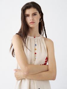 ชุดเดรสแขนกุดสีเบจสำหรับผู้หญิงและเด็กผู้หญิงสำหรับงานเลี้ยงฤดูร้อน - Product Image 3