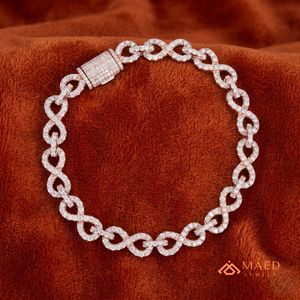 Men's 925 Silver Rose Gold Plated <b>Infinity</b> Link Moissanite Hip Hop Chain & Link <b>Bracelet</b> Gift - Product Image 3