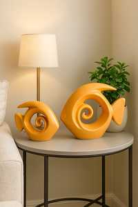 Figuritas de peces de cerámica roja de Arte Moderno Esculturas decorativas hechas a mano brillantes para sala de estar y regalos - Product Image 3