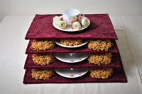 Ensemble de sets de table rectangulaires classiques en velours bordeaux, réutilisables, écologiques, lavables, en tissu