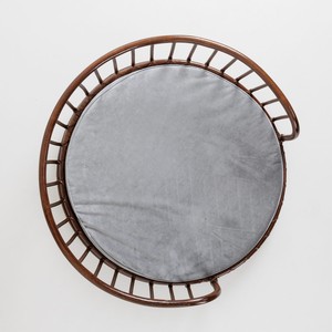 Canapé pour animaux de compagnie en rotin brun foncé, lit rond pour chien en osier, chaise longue pour chat avec coussin moelleux, meubles pour animaux faits à la main pour le salon et la maison - Product Image 2