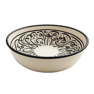 Handmade Ramadan Supplies <b>Decorative</b> Mango Wood Enamel Printed Bowl for Iftar Traditional and Stylish Serving Dish - Product Image 1