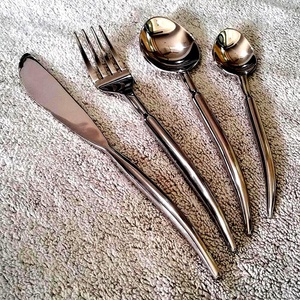 Juego de utensilios de plata decorativos de lujo, con ondas redondas y gruesas, nuevo diseño, descuento - Product Image 1