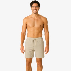 Pantalones Cortos de Algodón Personalizados para Hombre, con Borde sin Rematar, Estilo Vintage Lavado y Desteñido, Estilo Urbano, Cintura Media con Cordón Ajustable - Product Image 1