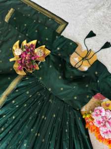 Vestido Anarkali Tradicional Indio con Dupatta, Tejido a Mano en Algodón Zari, Corte Regular, Diseño de Cuatro Lados, para Fiestas, Diwali, Bodas - Product Image 4