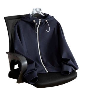 OEM Customized Logo Design Anti-Shrink Knitted Hooded Drawstring <b>Cardigan</b> Jacket Versatile and Loose Anti-Wrinkle Sweater - Product Image 1