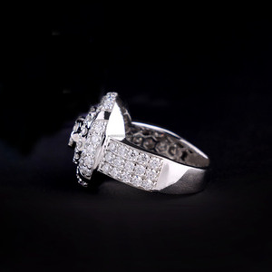 Iced Out Style Round Cut Moissanite Diamond Cluster Engagement <b>Ring</b> Wide <b>Dome</b> Shape Statement Jewelry Hip Hop Trendy Design <b>Ring</b> - Product Image 4