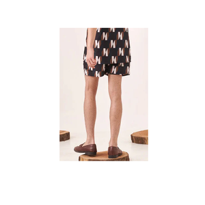 Pantalones Cortos Negros Estampados de Mezcla de Algodón para Hombre, Ropa Casual de Verano, Transpirables, Ligeros, con Cintura Elástica, Pantalones Cortos de Playa, Venta al Por Mayor - Product Image 2