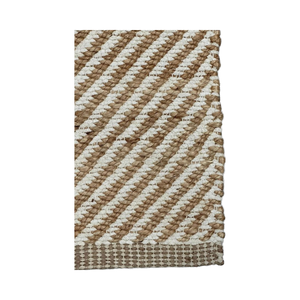 Alfombra de Yute Natural Tejida a Mano, Beige con Rayas Blancas, Tejido Plano, Antideslizante, Apta para Mascotas, Gruesa, Ecológica, Moderna, para el Suelo - Product Image 5