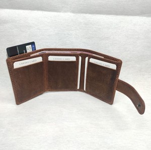 Genuine Leather RFID Blocking <b>Metal</b> Pop up Push Button Credit Card Holder <b>Wallet</b> Crazy Horse Cowhide Purse Man Custom Wholesaler - Product Image 4
