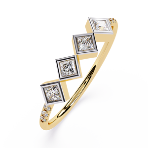 Minimalist Natural Princess Brilliant cut Diamond with Bezel <b>set</b> Band Kite shape 18k <b>gold</b> Design for wedding Fine Jewelry Women - Product Image 2