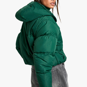 Customized Women's Winter <b>Thick</b> Cropped Microfiber Waterproof <b>Quilted</b> Puffer Jacket Windproof Breathable Patchwork Detachable - Product Image 2