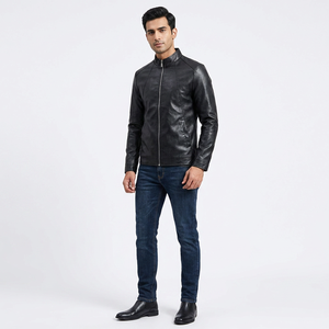 Factory Rate Men's Vintage Breathable Stand Collar Genuine Leather <b>Jacket</b> for Custom Logo <b>Winter</b> Season Bulk Quantity Wholesale - Product Image 1