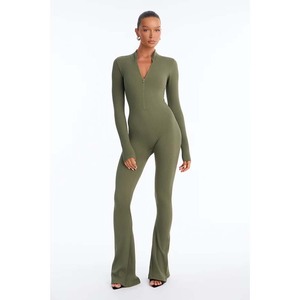 Mono ajustado de manga larga negro para mujer, de cintura alta, largo completo, con efecto levanta glúteos, para discoteca, de punto elástico de poliéster y elastano. - Product Image 6