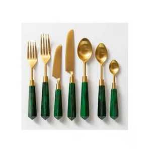 Ensemble de couverts de haute qualité en acier inoxydable, cuillère et couteau, finition miroir durable, design moderne, manche en bois - Product Image 5