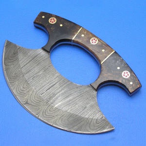 Custom Handmade Ullu <b>Knife</b> Damascus Steel Resin Handle Leather Sheath Eco-Friendly Ambidextrous Modern Dishwasher <b>Safe</b> 6-7.9in - Product Image 2