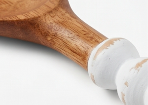Ensemble de cuillères à salade en bois avec manches perlées blanches, design nordique, couverts en bois naturel pour la restauration, le camping et l'hôtellerie - Product Image 2