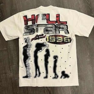 เสื้อยืดแขนสั้นผู้ชายสไตล์ลำลองสตรีทแวร์ ทรงหลวม ผ้าถัก พิมพ์ลายวินเทจ Hell Star 1.1 ผ้าฝ้าย 100% พร้อม NFC - Product Image 5
