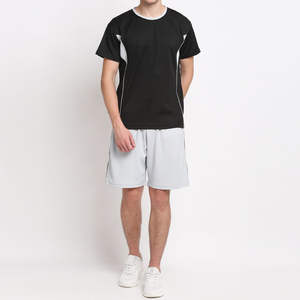 Ensemble t-shirt et short de luxe blanc personnalisé de haute qualité, en coton, deux pièces, été, pour homme - Product Image 3