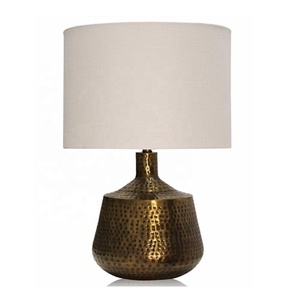 Lámpara de mesa martillada Bronce antiguo Sin pantalla Lámpara de aluminio Sala de estar Pasillo Lámpara eléctrica Estudio nocturno Decoración de mesa - Product Image 3