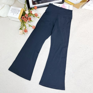 Pantalon de yoga évasé pour femme, taille élastique, coupe ajustée, style nude, décontracté, avec poche, vente en gros - Product Image 5