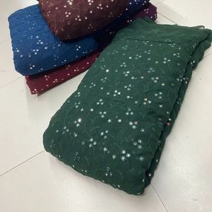 Premium Sequence Embroidery Fabric For Women Fashion Wear Designer <b>Garments</b> Party Wear Dresses Kaftan Abaya Bridal Wear - Product Image 1