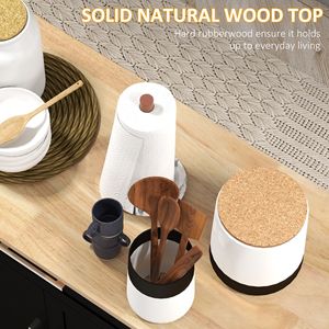 Carrello da Cucina Moderno Portatile in Acciaio Nero con Piano in Rovere Naturale, Cassetti in Acciaio al Carbonio, Portasciugamani in Ferro e Armadietto - Product Image 5