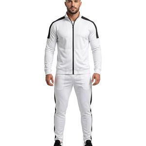 Ensemble de survêtements deux pièces pour homme en polyester respirant avec fermeture éclair, style dégradé par sublimation, coupe ajustée, pour la course et le sport - Product Image 5