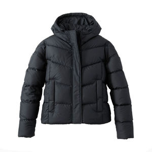Hooded Puffer Jacket Men's Winter <b>Fleece</b> Casual Style Regular Length <b>Orange</b> Color Breathable Loose Fit Zipper Closure Polyester - Product Image 2
