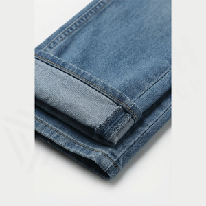 Jean en denim délavé coupe droite slim pour homme, taille mi-haute, en coton, style décontracté automne - Product Image 6