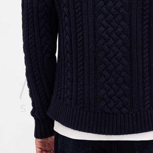 Pulls en tricot classiques pour hommes, col rond, manches longues, vêtements d'hiver décontractés, qualité supérieure, bleu marine foncé, prix de gros - Product Image 4