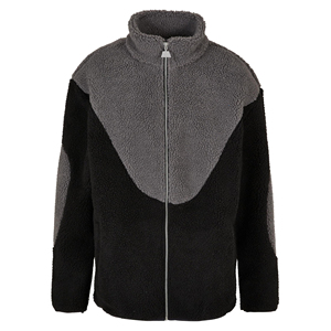 Veste en polaire sherpa contrastée noire et grise pour homme, col roulé, fermeture éclair, vêtement d'extérieur chaud pour l'hiver, style décontracté, OEM - Product Image 1
