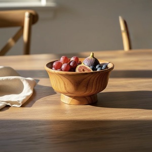 Bol à salade en bois naturel ILAHI, écologique, en bois d'acacia, style vintage, logo personnalisé, pour mariage, ustensiles de cuisine, vaisselle, en stock - Product Image 1