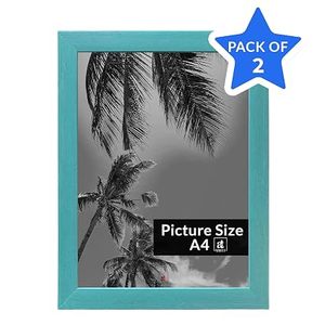 Cadre photo rectangulaire vertical en bois massif fait main, couleur turquoise, impression numérique couleur intégrale, design durable pour décoration murale - Product Image 4