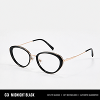 Nouvelles lunettes de soleil de créateurs en acétate et acier inoxydable, style œil de chat, montures de lunettes tendance