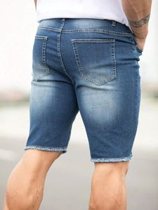 Shorts de Mezclilla para Hombre, Corte Slim Casual, Elásticos, de Algodón, Color Azul, con Múltiples Bolsillos para el Verano - Product Image 3