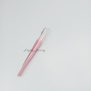 Haute qualité en acier inoxydable vente entière pince à épiler en fibre pointe Extension de cils pince à épiler couleur rose pointe argentée - Product Image 1