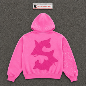 เสื้อฮู้ดซิปสีชมพูสดสำหรับผู้ชาย ลายกราฟิก FAST MONEY ทรงโอเวอร์ไซส์ ผ้าฟลีซ แขนประดับคริสตัล สไตล์สตรีทแวร์ แฟชั่นลำลอง ผ้าเฟรนช์เทอร์รี่ - Product Image 6