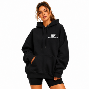Vente en gros de sweats à capuche unisexe surdimensionnés et épais en coton lourd avec logo personnalisé, et sweats à capuche pour femmes en molleton épais - Product Image 5