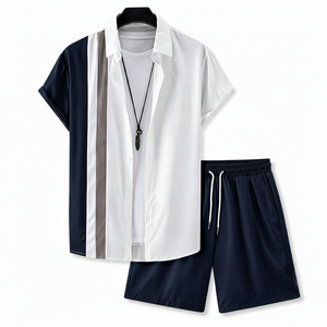 Ensemble chemise et short pour homme, imprimé floral, léger, respirant, tenue de plage estivale, ensemble chemise et short décontracté personnalisé pour homme - Product Image 1