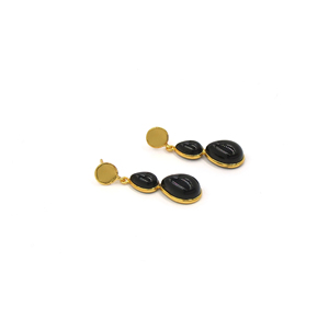 Boucles d'oreilles pendantes en forme de fleur de topaze bleue de Londres, style bohème, plaquées or 18 carats, pierres précieuses, pour femmes, mariage - Product Image 3